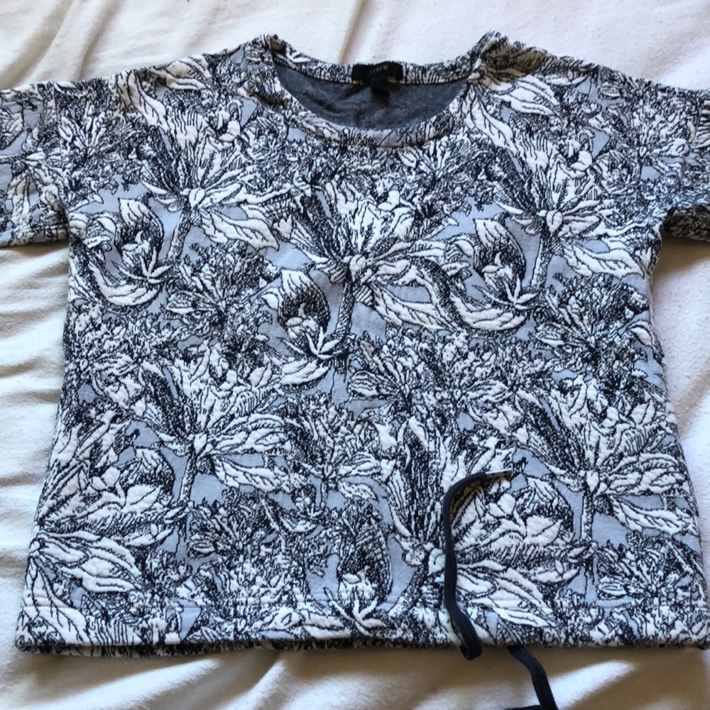 JCrew Jacquard Sweater: white/light blue and navy